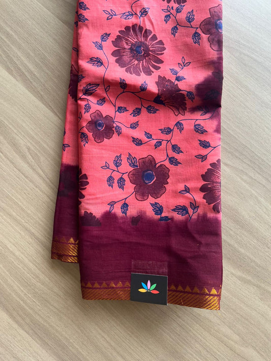 Zari Border Printed Cotton Saree -22559-22560