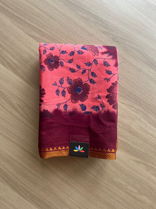 Zari Border Printed Cotton Saree -22559-22560