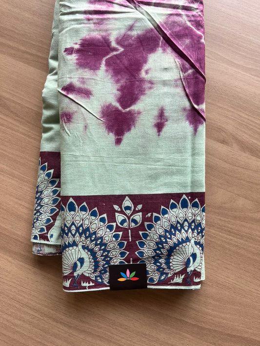 Shibori Cotton Saree with Printed Border- 22562