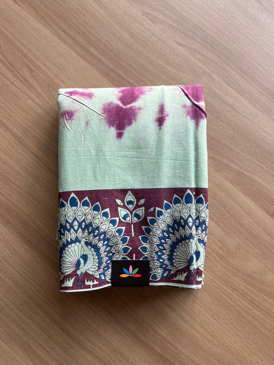 Shibori Cotton Saree with Printed Border- 22562