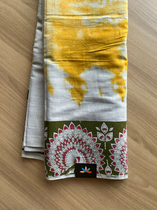 Shibori Cotton Saree with Printed Border- 22563