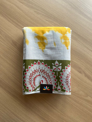 Shibori Cotton Saree with Printed Border- 22563