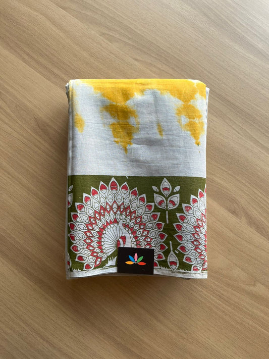 Shibori Cotton Saree with Printed Border- 22563
