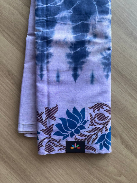 Shibori Cotton Saree with Printed Border- 22564