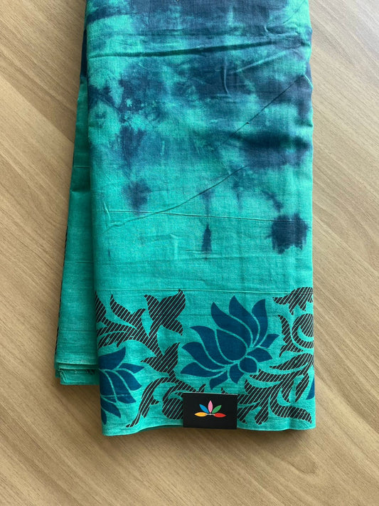 Shibori Cotton Saree with Printed Border- 22565