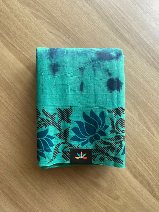 Shibori Cotton Saree with Printed Border- 22565