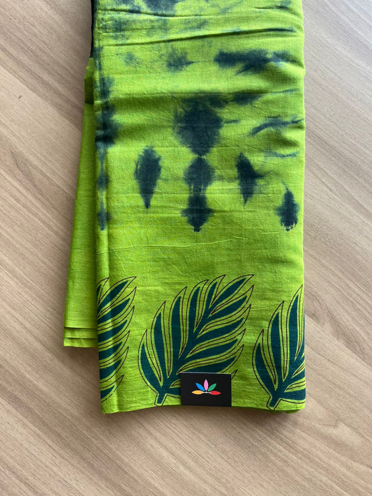 Shibori Cotton Saree with Printed Border- 22566