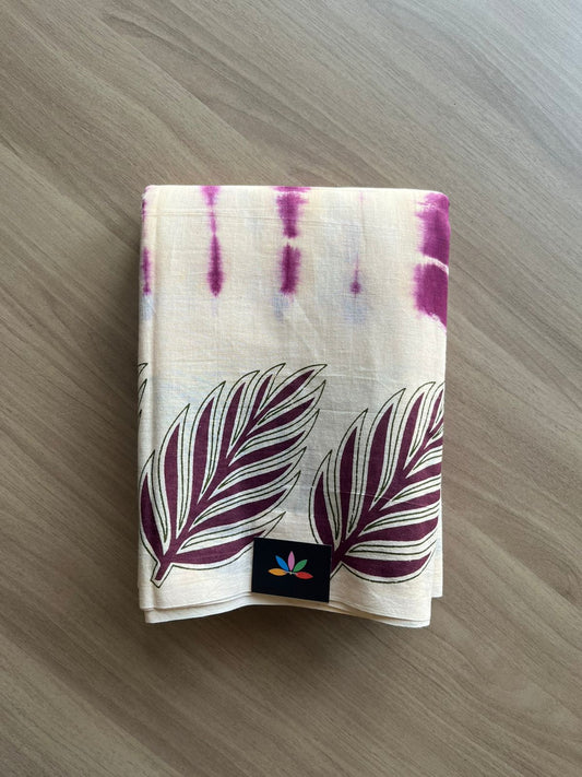Shibori Cotton Saree with Printed Border- 22567