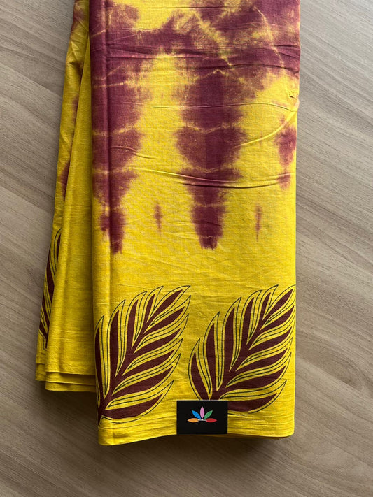 Shibori Cotton Saree with Printed Border- 22568