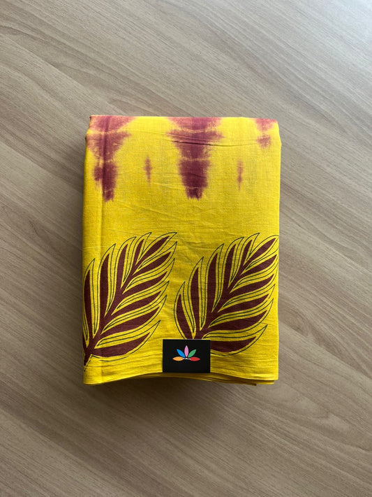 Shibori Cotton Saree with Printed Border- 22568