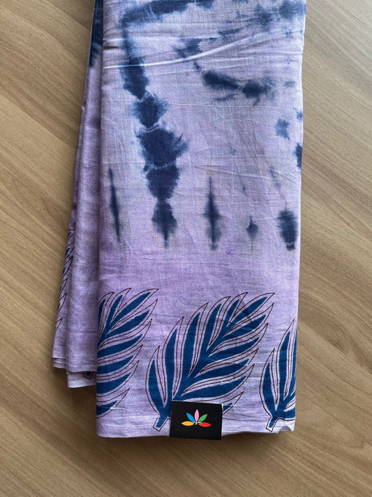 Shibori Cotton Saree with Printed Border- 22570