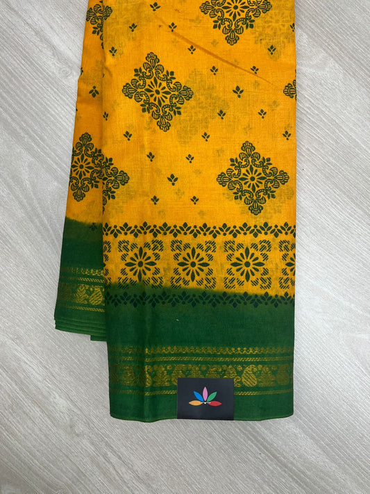 Zari Border Printed Cotton Saree -23801
