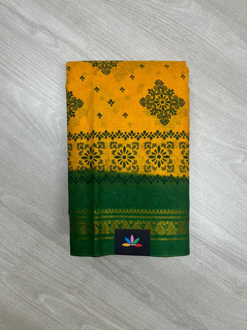 Zari Border Printed Cotton Saree -23801