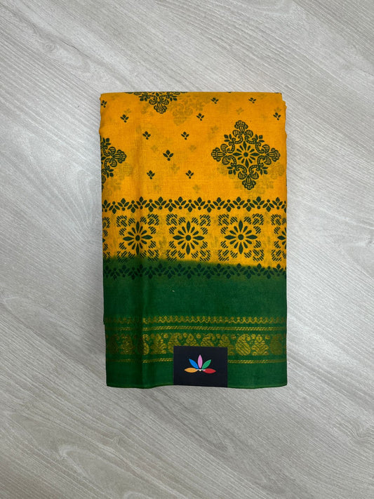 Zari Border Printed Cotton Saree -23801
