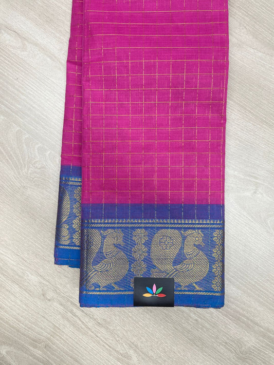 Zari Checks Contrast Border Cotton Saree-23817
