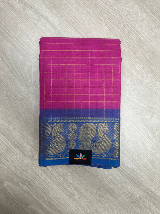 Zari Checks Contrast Border Cotton Saree-23817