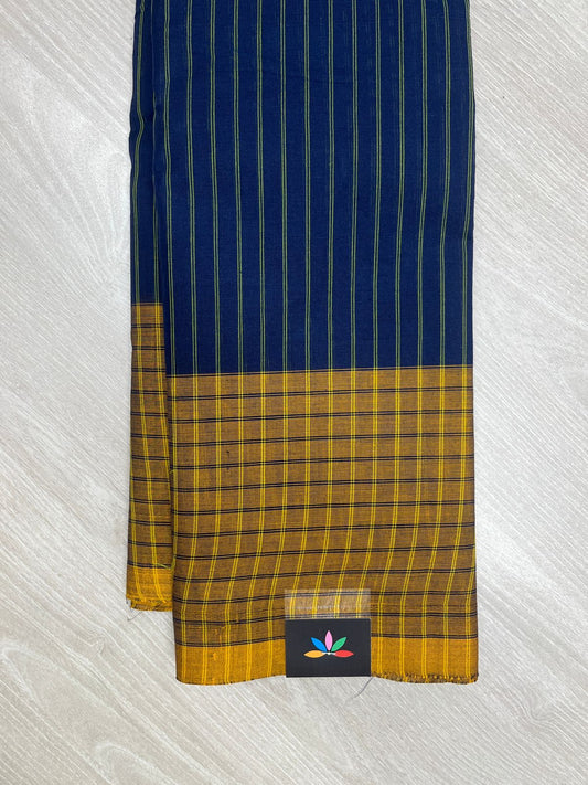 Stripped Cotton Saree with Checked Border-23820-23821
