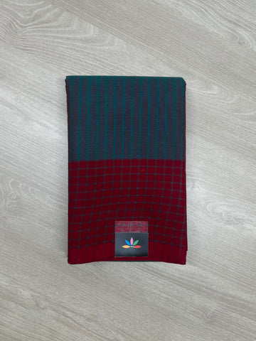 Stripped Cotton Saree with Checked Border-23822-23823