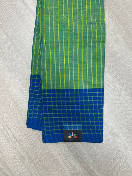 Stripped Cotton Saree with Checked Border-23824-23825