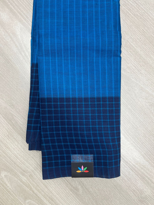 Stripped Cotton Saree with Checked Border-23826-23827