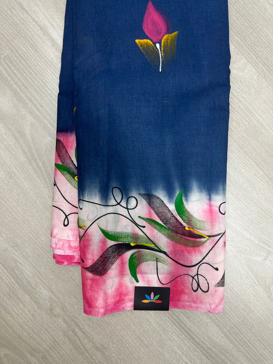 Hand Brush Work Cotton Saree-23828