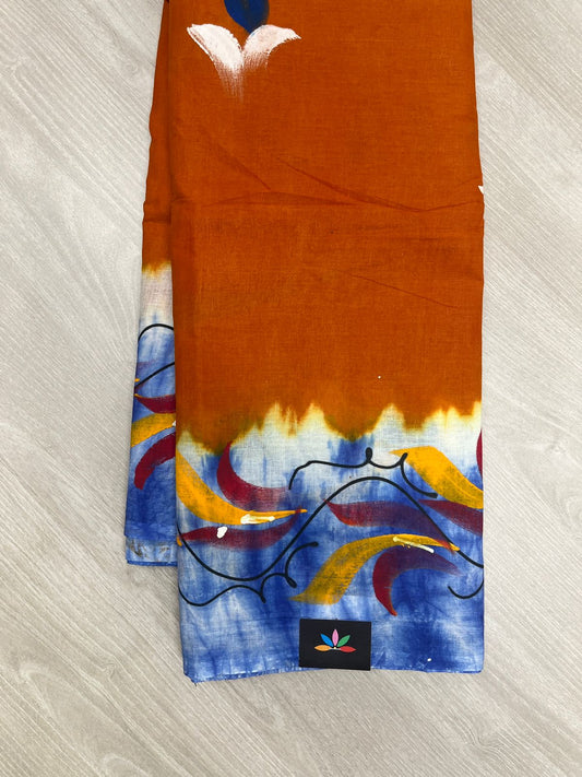 Hand Brush Work Cotton Saree-23829