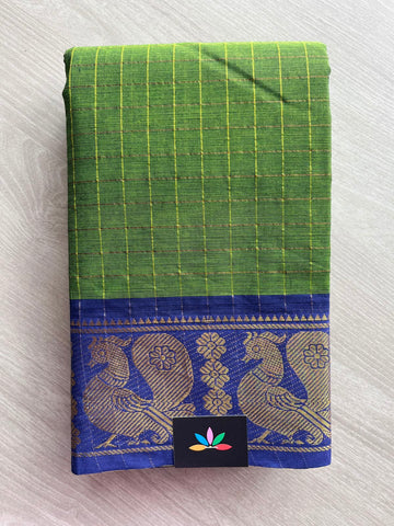 Zari Checks Contrast Annam Border Cotton Saree (Without Blouse) - 33331