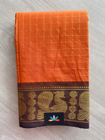 Zari Checks Contrast Annam Border Cotton Saree (Without Blouse) - 33332