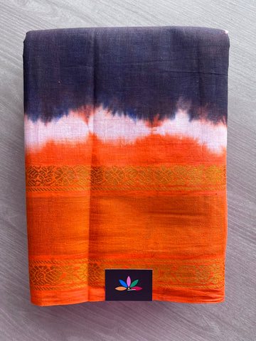 Traditional Contrast Rettapet Border Cotton Saree - 33334
