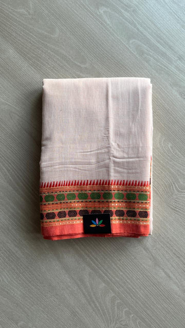 Contrast Border Cotton Saree -25095