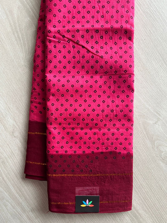 Zari Border Sungudi Print Pure Cotton Saree -26414-26415