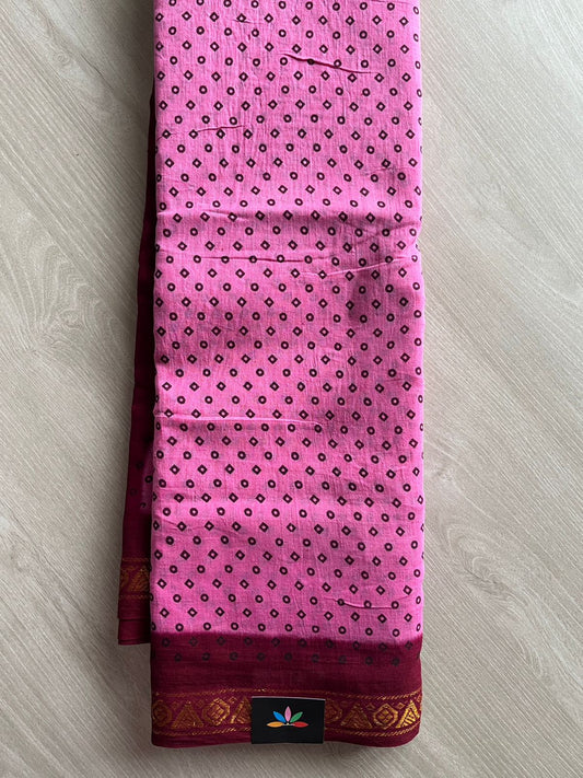 Zari Border Sungudi Print Pure Cotton Saree -26416