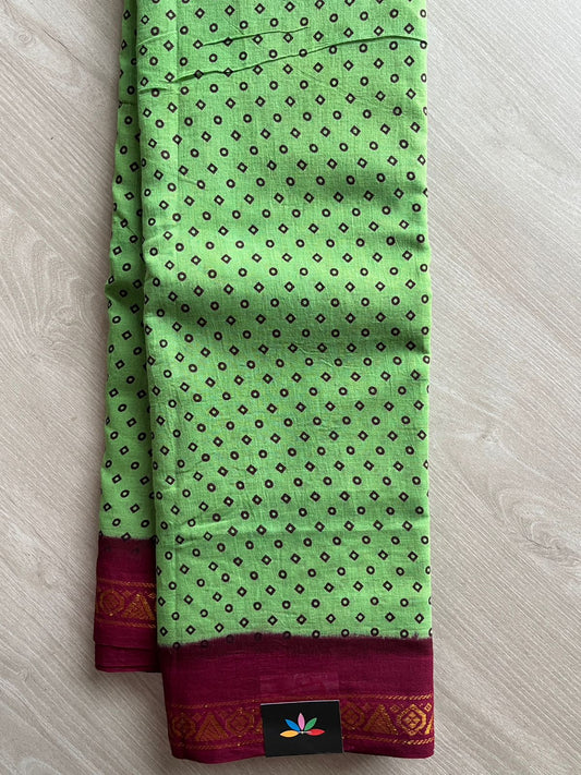 Zari Border Sungudi Print Pure Cotton Saree -26418