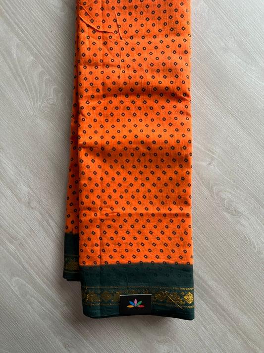 Zari Border Sungudi Print Pure Cotton Saree -26420