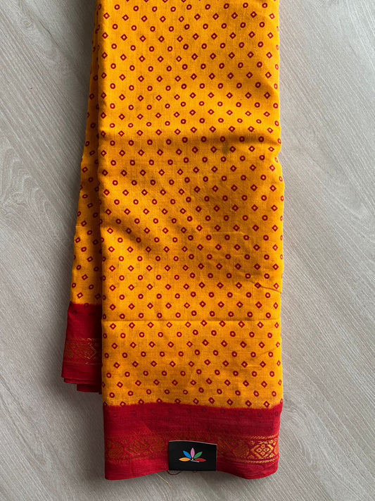 Zari Border Sungudi Print Pure Cotton Saree -26423