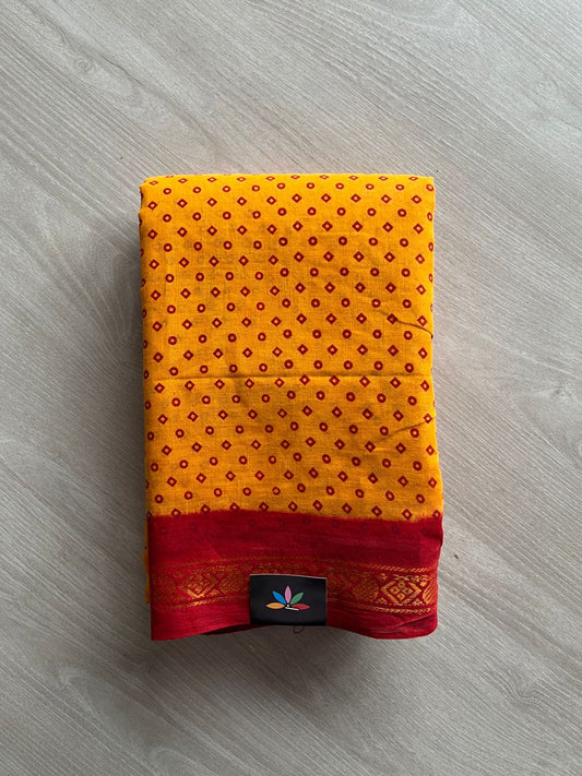 Zari Border Sungudi Print Pure Cotton Saree -26423