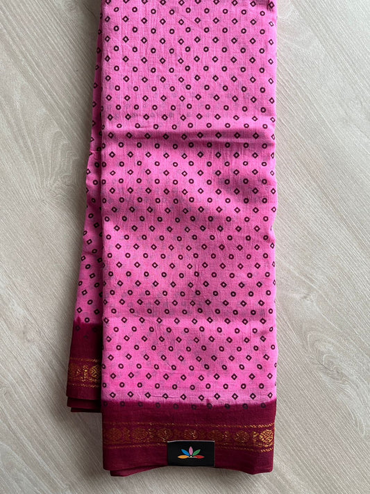 Zari Border Sungudi Print Pure Cotton Saree -26424