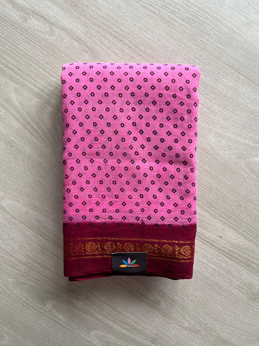 Zari Border Sungudi Print Pure Cotton Saree -26424