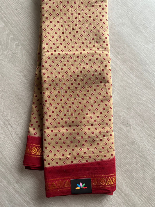 Zari Border Sungudi Print Pure Cotton Saree -26425