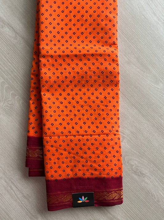 Zari Border Sungudi Print Pure Cotton Saree -26428