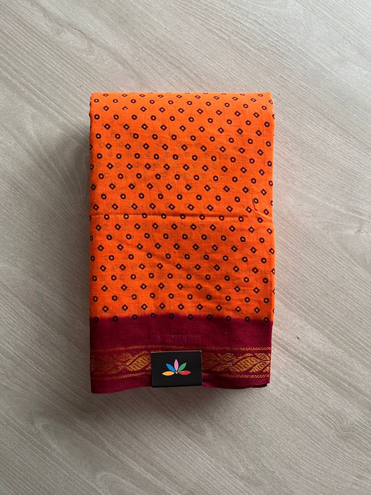 Zari Border Sungudi Print Pure Cotton Saree -26428