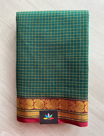 Annam Border Checked Cotton Saree -26774