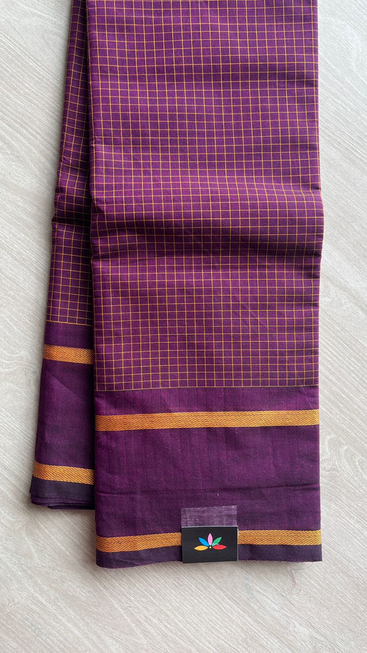 Checked Chettinad Cotton Saree - 25576