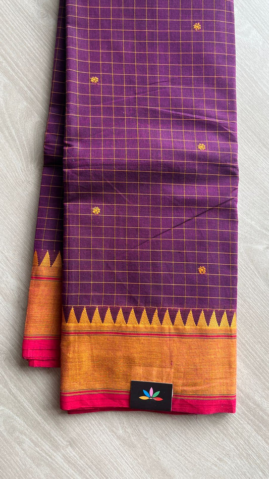 Checked Chettinad Cotton Saree - 25578