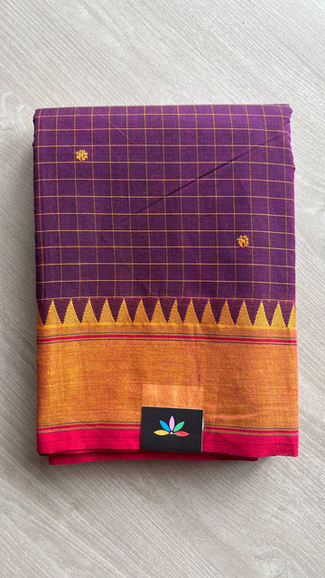 Checked Chettinad Cotton Saree - 25578
