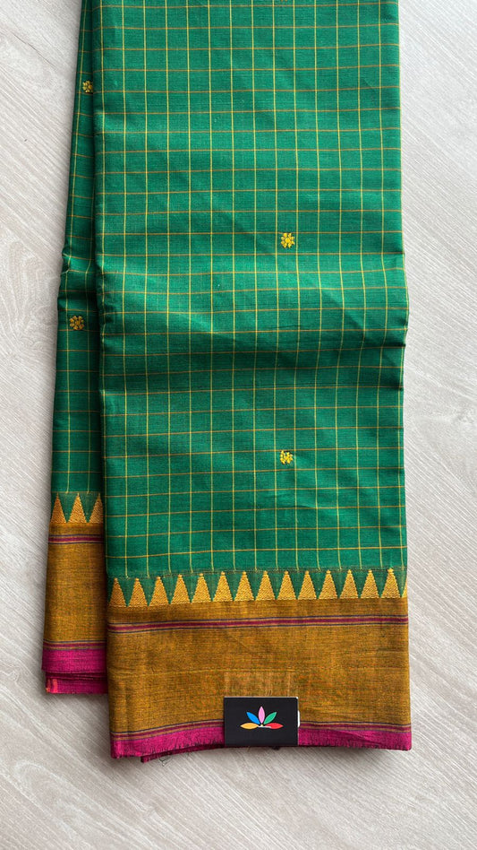 Checked Chettinad Cotton Saree - 25579