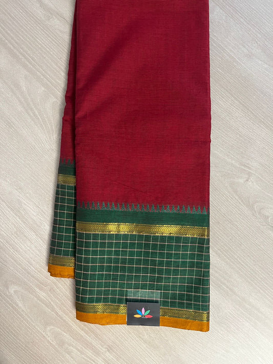 Checked Border Chettinad Cotton Saree - 26378