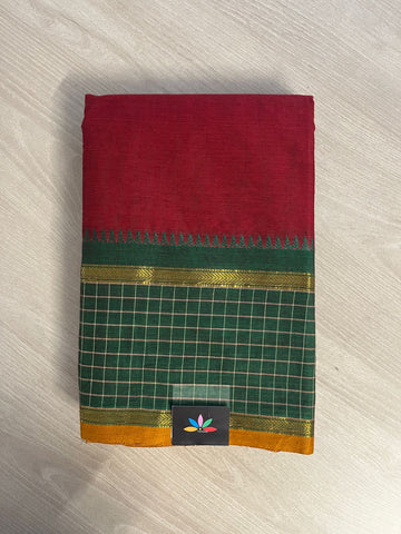 Checked Border Chettinad Cotton Saree - 26378