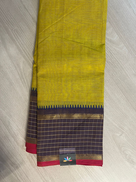 Checked Border Chettinad Cotton Saree - 26379