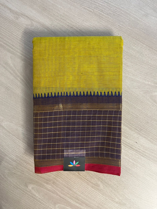 Checked Border Chettinad Cotton Saree - 26379